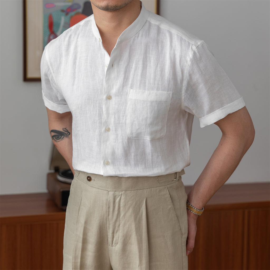 Détail tissu respirant 100 % lin de la chemise homme Botanwear