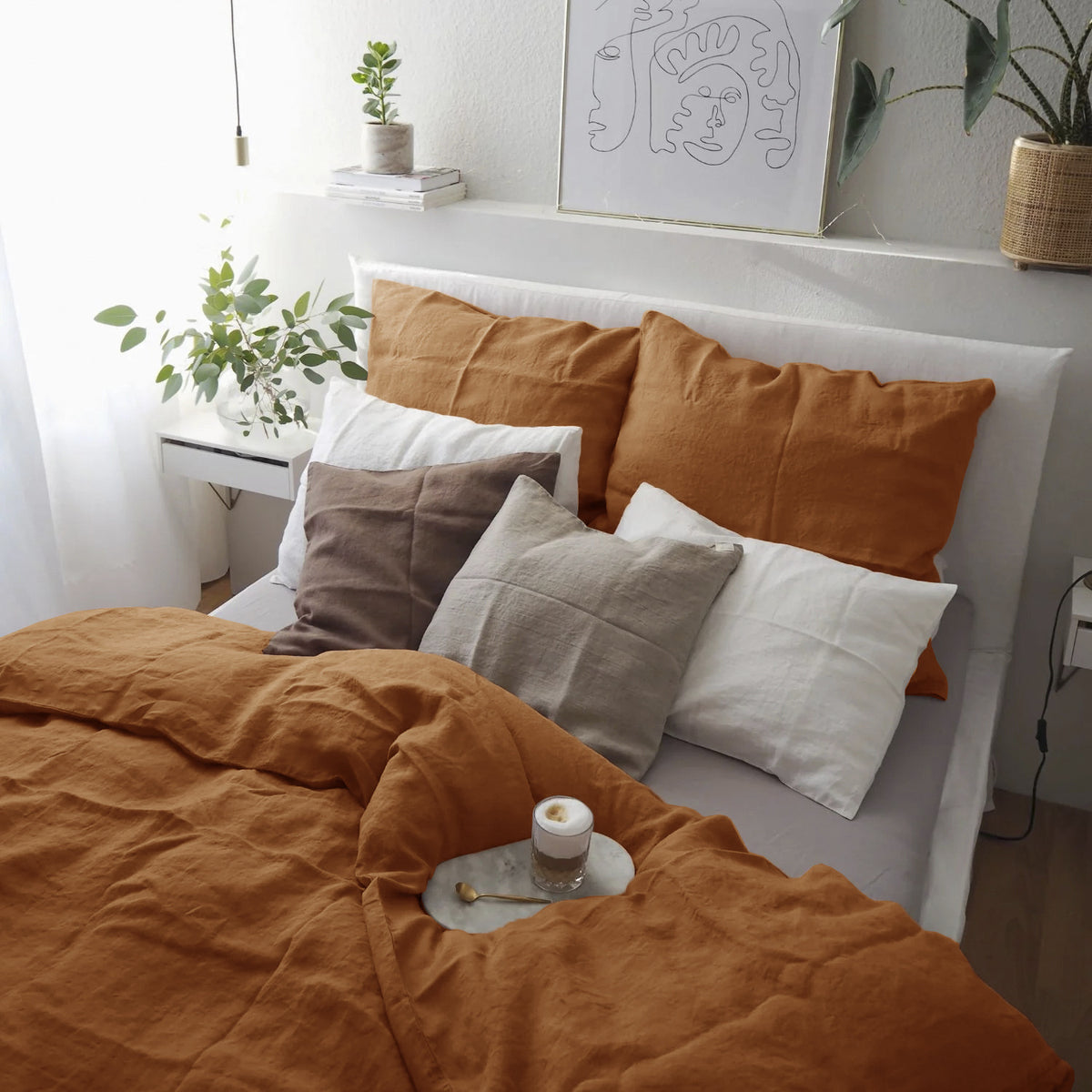 Linge de lit en lin lavé – ambiance chambre Botanwear