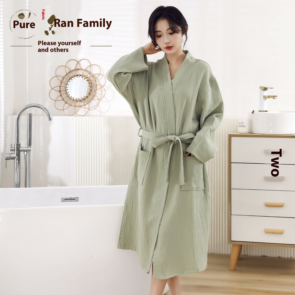 Peignoir unisexe en triple gaze de coton vert – Botanwear