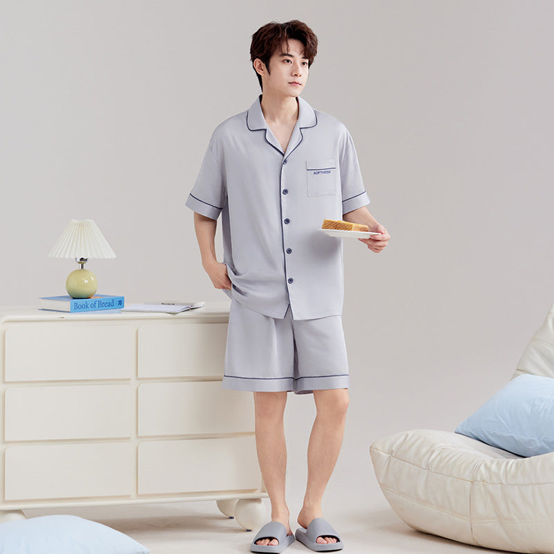Pyjama homme en lyocell gris bleu – version longue Botanwear