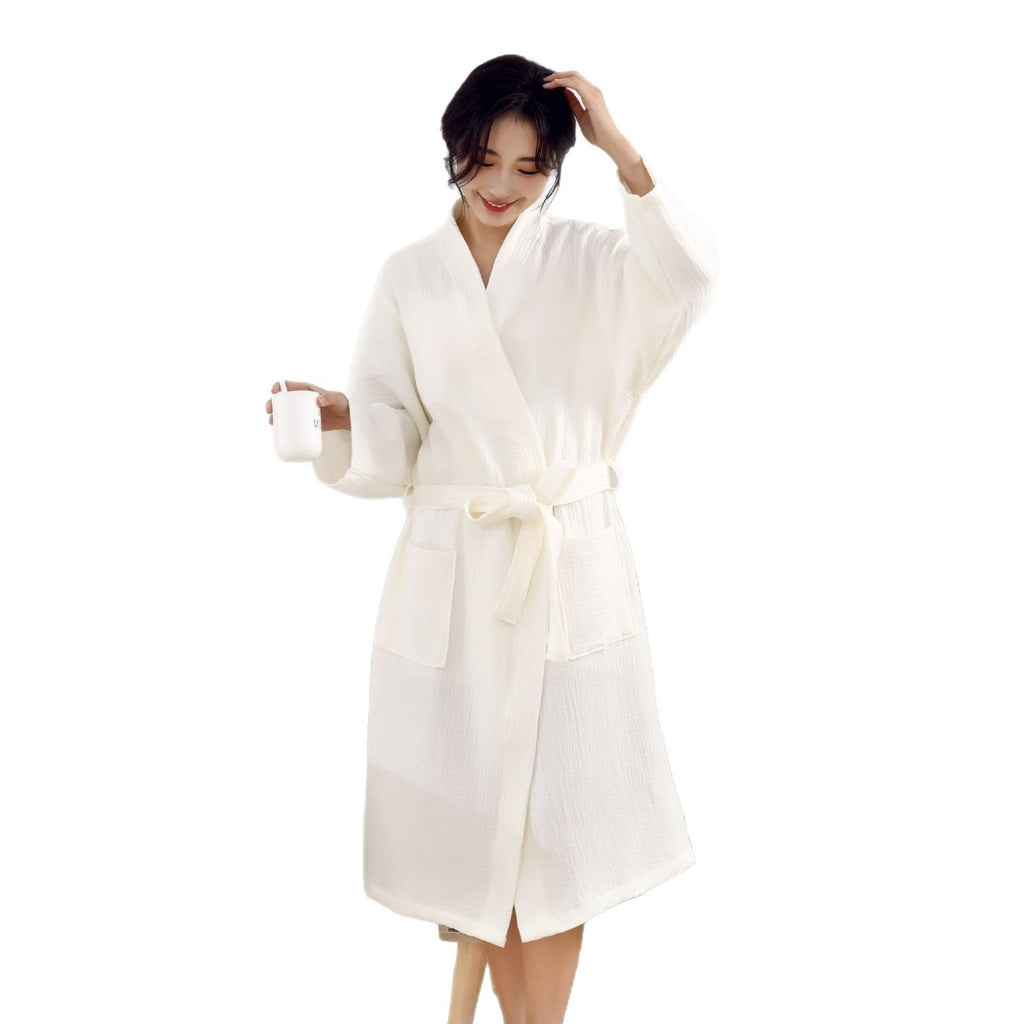 Peignoir unisexe en triple gaze de coton blanc – léger et respirant Botanwear